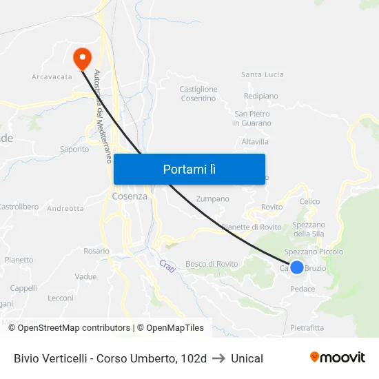 Bivio Verticelli - Corso Umberto, 102d to Unical map