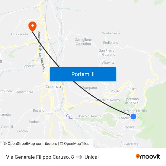 Via Generale Filippo Caruso, 8 to Unical map