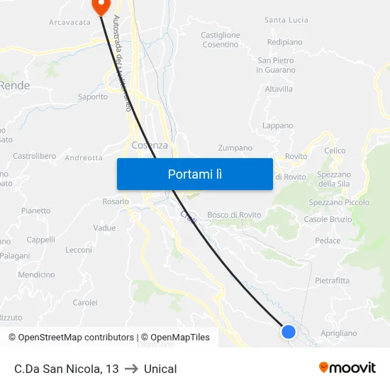 C.Da San Nicola, 13 to Unical map