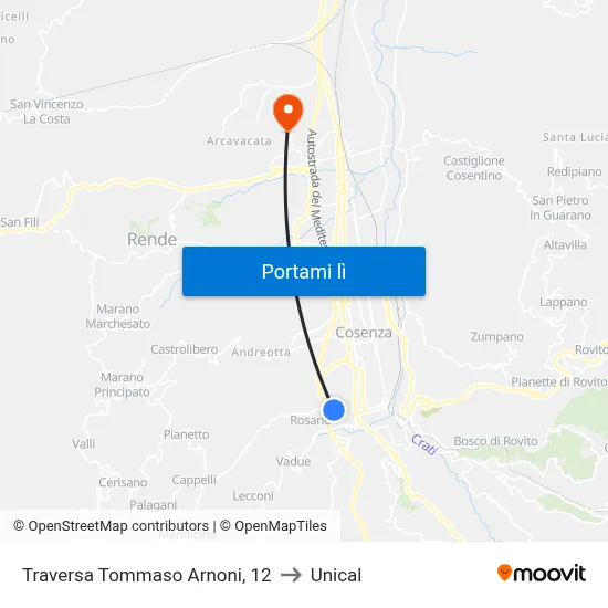Traversa Tommaso Arnoni, 12 to Unical map