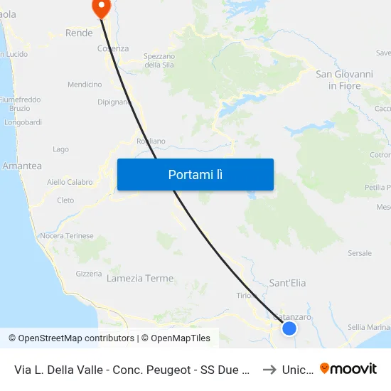 Via L. Della Valle - Conc. Peugeot - SS Due Mari to Unical map