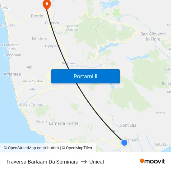 Traversa Barlaam Da Seminara to Unical map