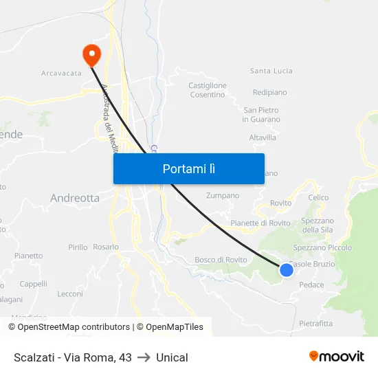 Scalzati - Via Roma, 43 to Unical map