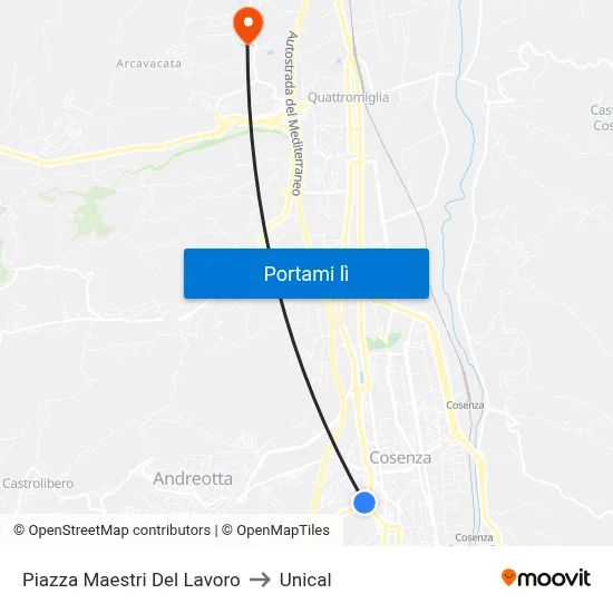 Piazza Maestri Del Lavoro to Unical map