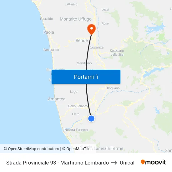 Strada Provinciale 93 - Martirano Lombardo to Unical map