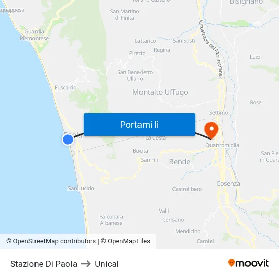 Stazione Di Paola to Unical map