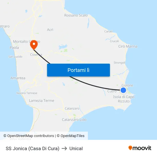 SS Jonica (Casa Di Cura) to Unical map