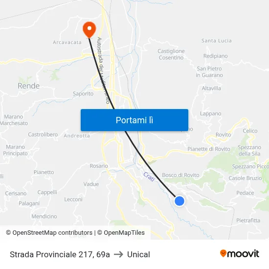 Strada Provinciale 217, 69a to Unical map