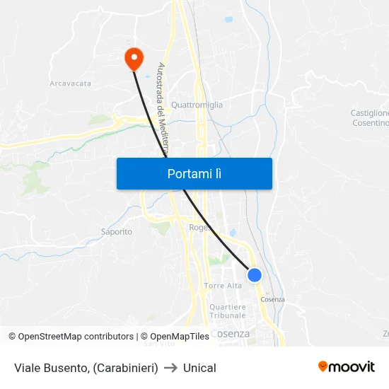 Viale Busento, (Carabinieri) to Unical map