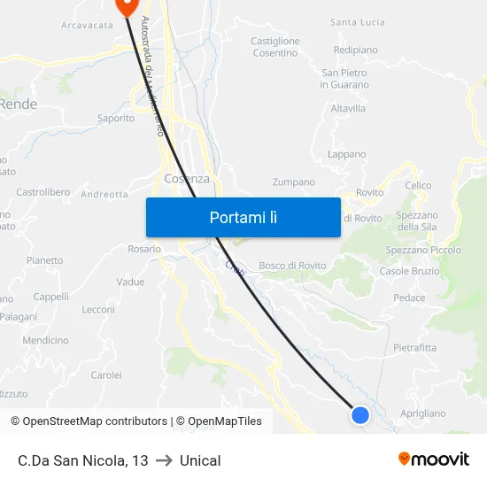 C.Da San Nicola, 13 to Unical map