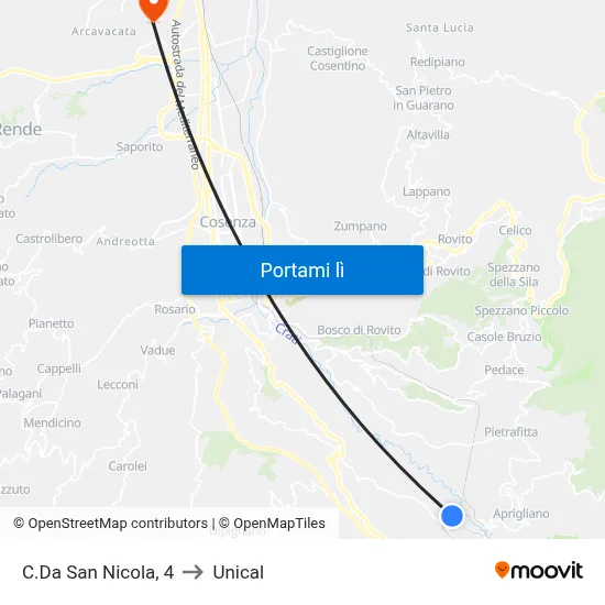 C.Da San Nicola, 4 to Unical map