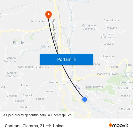 Contrada Ciomma, 21 to Unical map