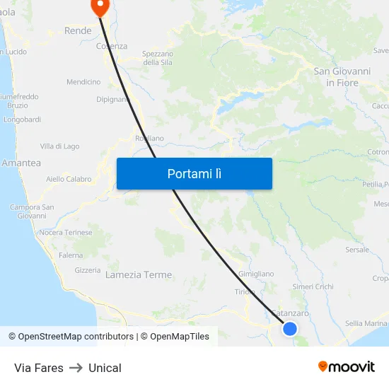 Via Fares to Unical map