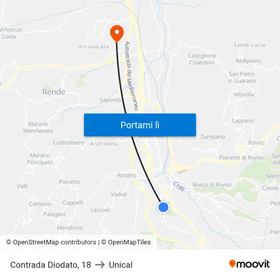 Contrada Diodato, 18 to Unical map
