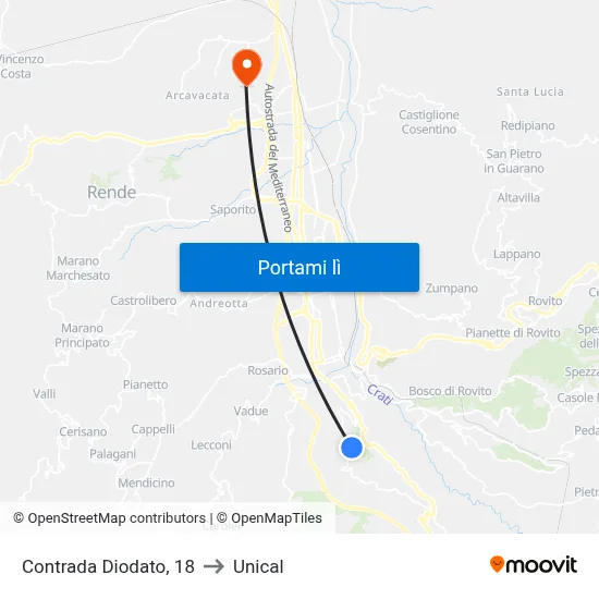 Contrada Diodato, 18 to Unical map