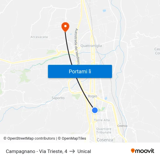 Campagnano - Via Trieste, 4 to Unical map