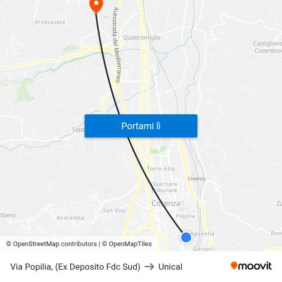 Via Popilia, (Ex Deposito Fdc Sud) to Unical map
