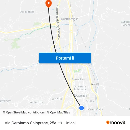 Via Gerolamo Caloprese, 25e to Unical map