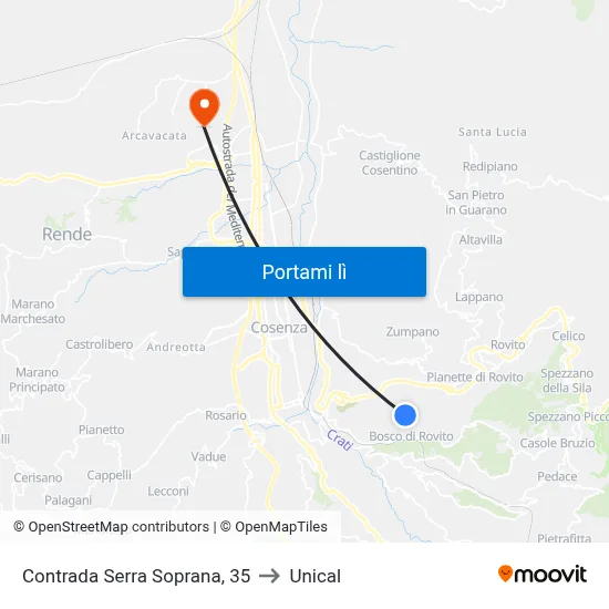 Contrada Serra Soprana, 35 to Unical map