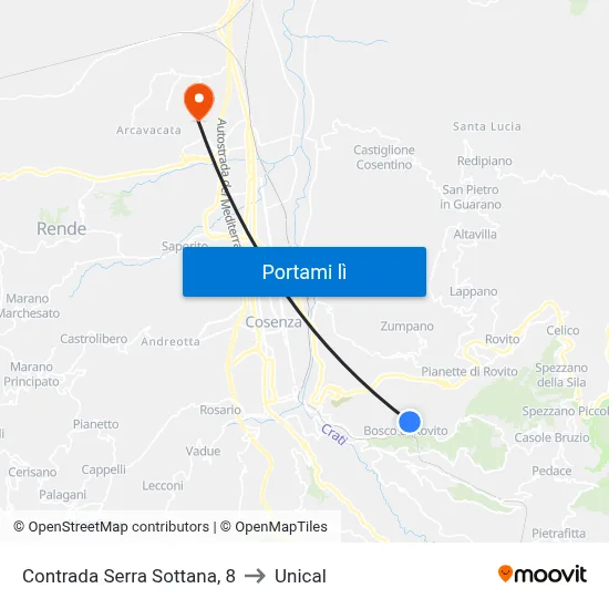 Contrada Serra Sottana, 8 to Unical map