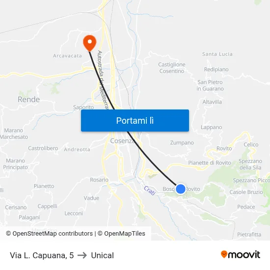 Via L. Capuana, 5 to Unical map