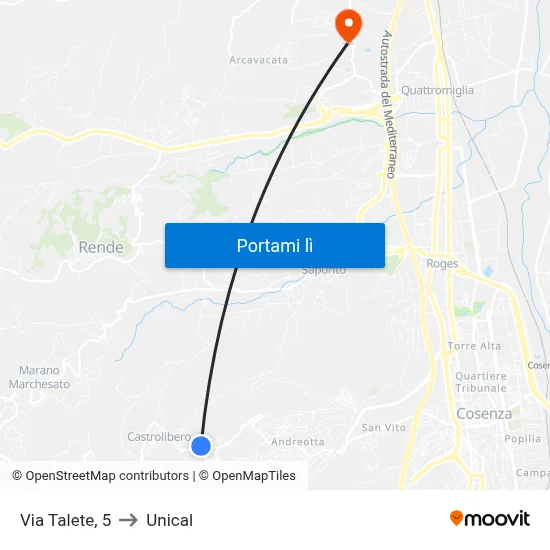 Via Talete, 5 to Unical map
