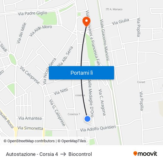 Autostazione - Corsia 4 to Biocontrol map