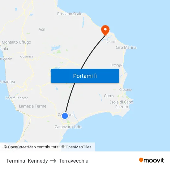 Terminal Kennedy to Terravecchia map