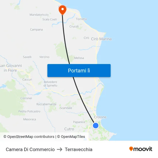 Camera Di Commercio to Terravecchia map