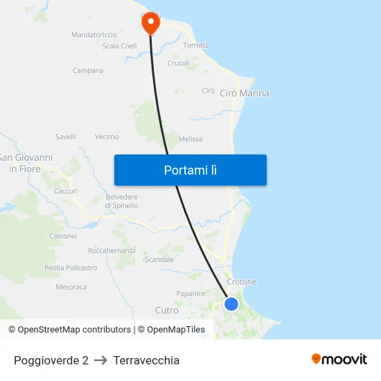 Poggioverde 2 to Terravecchia map