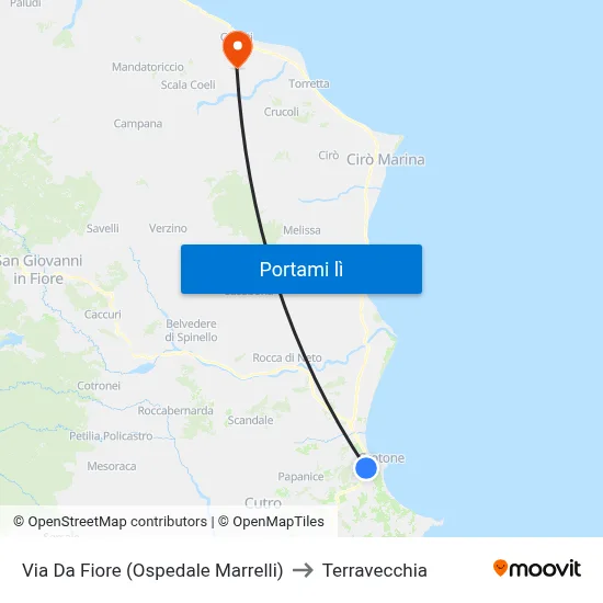 Via Da Fiore (Ospedale Marrelli) to Terravecchia map