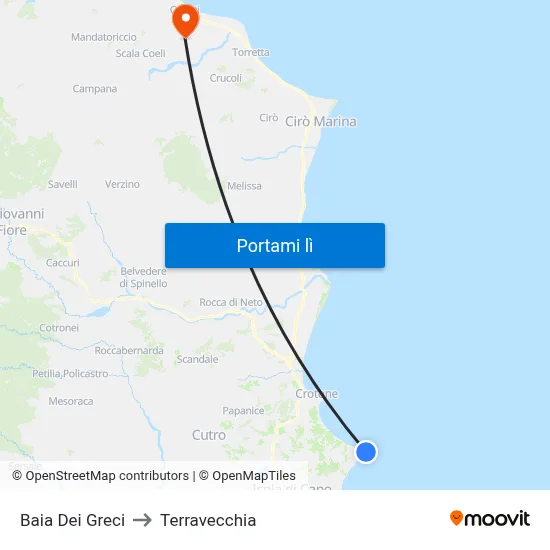 Baia Dei Greci to Terravecchia map