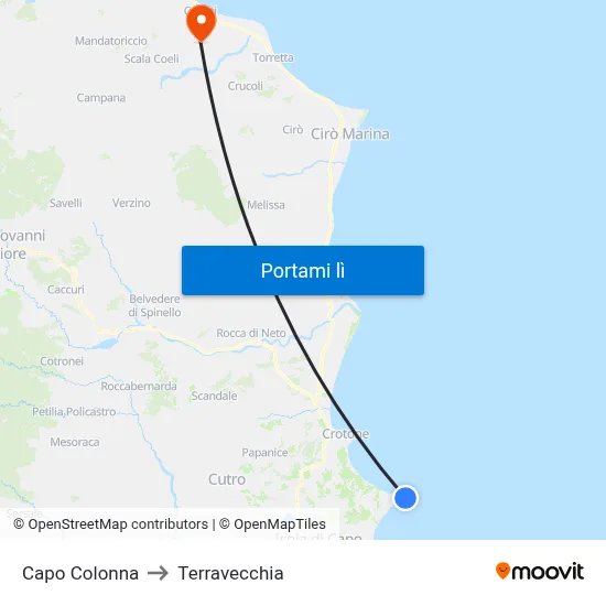 Capo Colonna to Terravecchia map