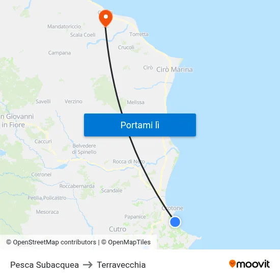 Pesca Subacquea to Terravecchia map