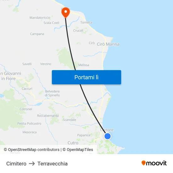 Cimitero to Terravecchia map