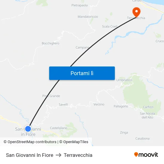 San Giovanni In Fiore to Terravecchia map