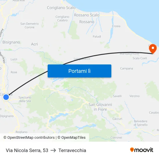 Via Nicola Serra, 53 to Terravecchia map