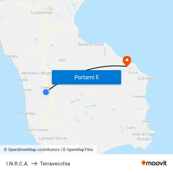 I.N.R.C.A. to Terravecchia map