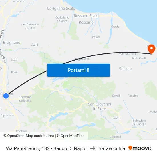 Via Panebianco, 182 - Banco Di Napoli to Terravecchia map
