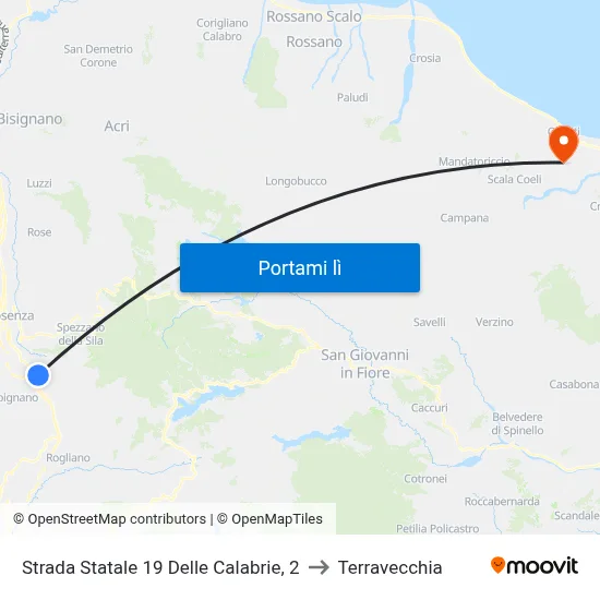 Strada Statale 19 Delle Calabrie, 2 to Terravecchia map