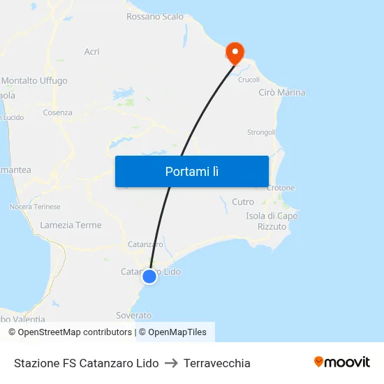 Stazione FS Catanzaro Lido to Terravecchia map