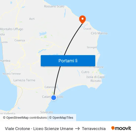 Viale Crotone - Liceo Scienze Umane to Terravecchia map
