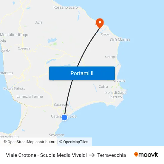 Viale Crotone - Scuola Media Vivaldi to Terravecchia map