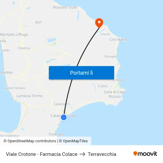 Viale Crotone - Farmacia Colace to Terravecchia map