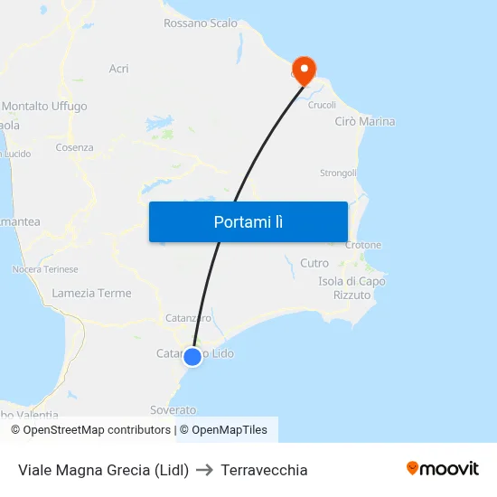 Viale Magna Grecia (Lidl) to Terravecchia map