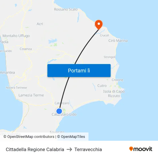 Cittadella Regione Calabria to Terravecchia map