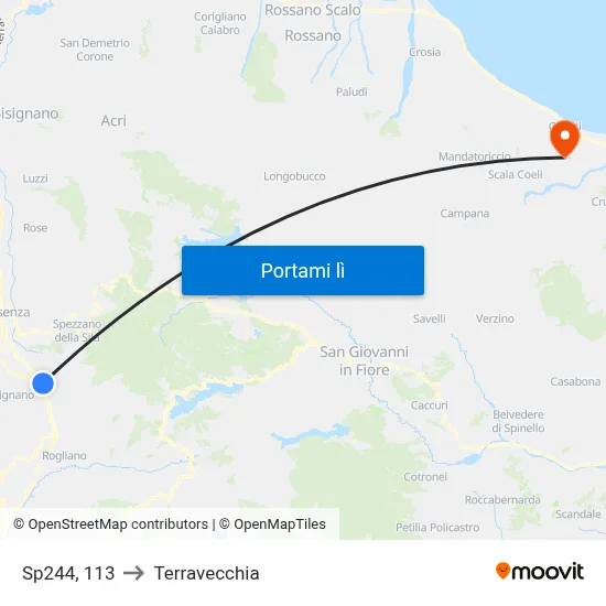 Sp244, 113 to Terravecchia map