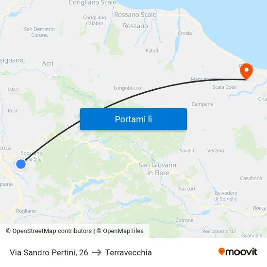 Via Sandro Pertini, 26 to Terravecchia map
