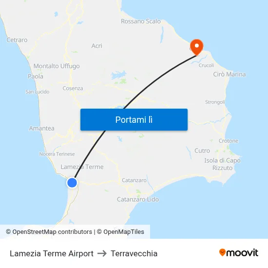 Lamezia Terme Airport to Terravecchia map