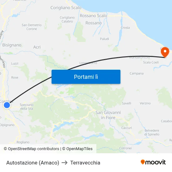 Autostazione (Amaco) to Terravecchia map